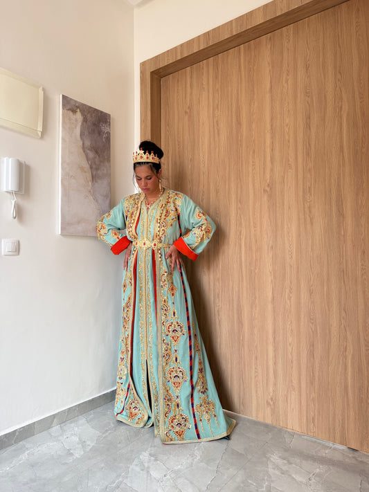 Caftan “Impérial Menthe” – Location & Vente
