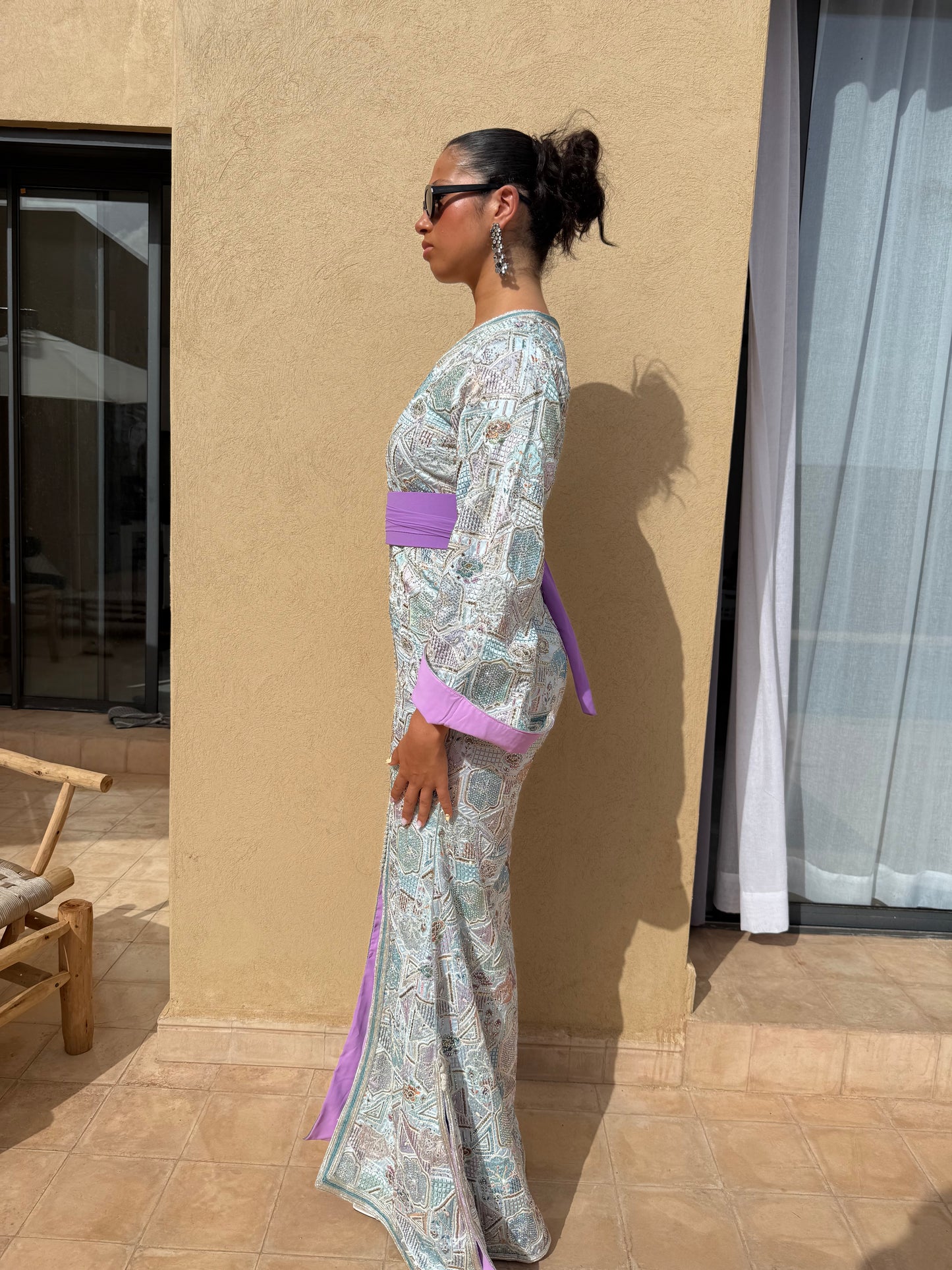 Caftan pastel brodé – IMEX COUTURE