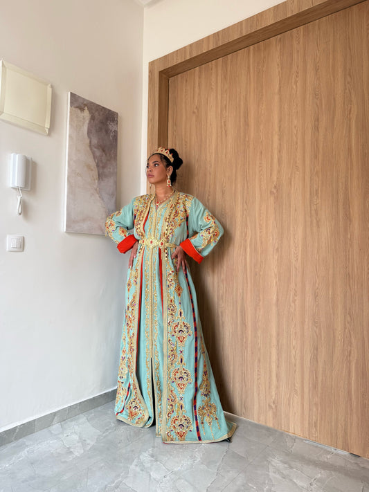 Caftan “Impérial Menthe” – Location & Vente